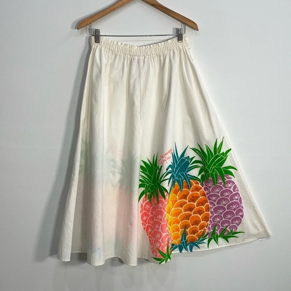 Vintage‎ Hawaiian 80's Skirt Pineapple Print  Cotton Pockets
